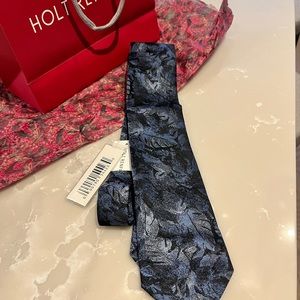 E Zegna, designer, mens blue/black patterned silk tie